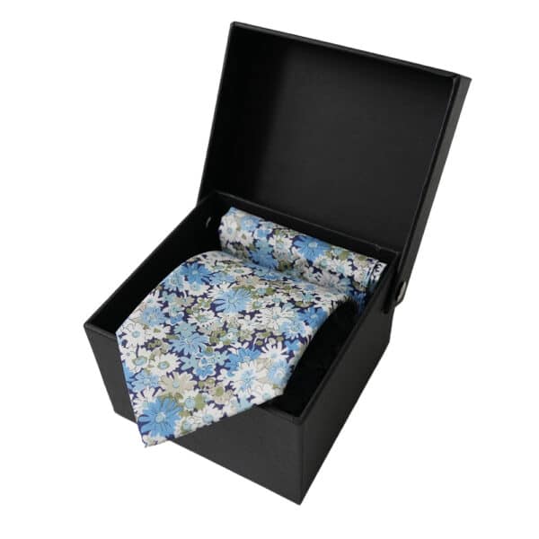 Van Buck Libby Floral Liberty Fabric Cotton Blue Tie Set