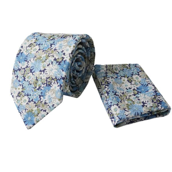 Van Buck Libby Floral Liberty Fabric Cotton Blue Tie Set 1 2