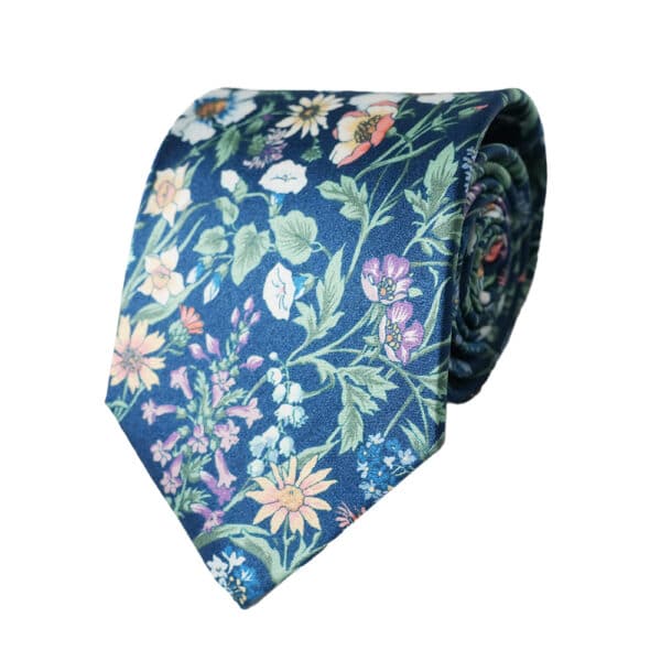 Van Buck Rachel Floral Liberty Fabric Silk Navy Tie