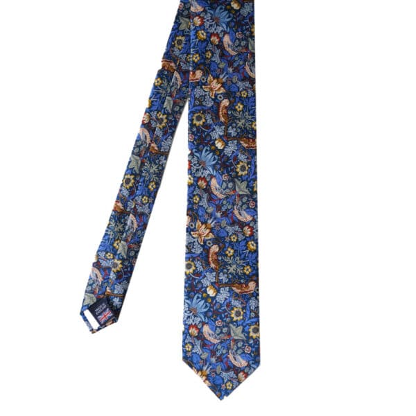 Van Buck Stewberry Thief Liberty Fabric Silk Blue Tie