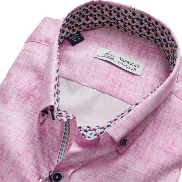 Warwicks Cervera Weave Regular Fit Pink Short Sleeve Shirt 1
