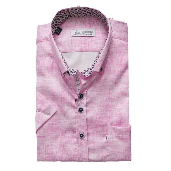 Warwicks Cervera Weave Regular Fit Pink Short Sleeve Shirt