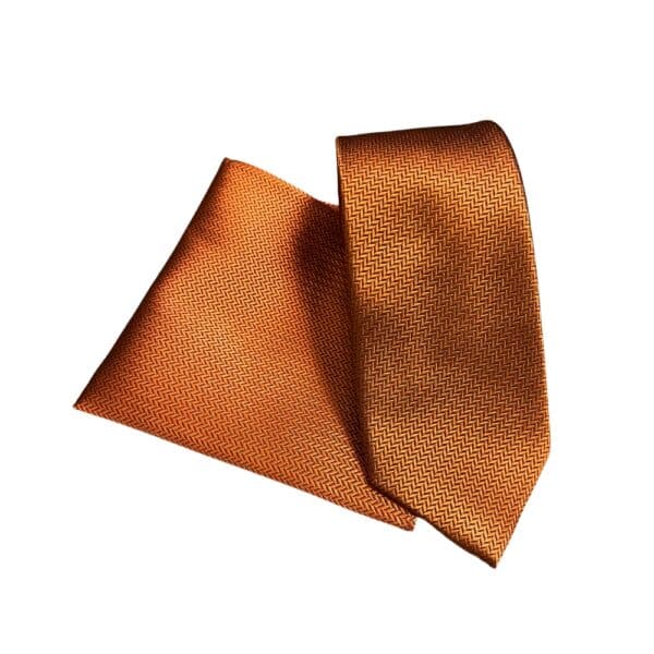 Warwicks Chevron Pattern Burnt Orange Tie Set