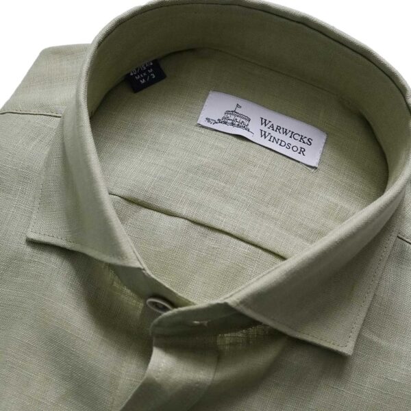 Warwicks Pini Under Button Linen Short Sleeve Regular Fit Green Shirt