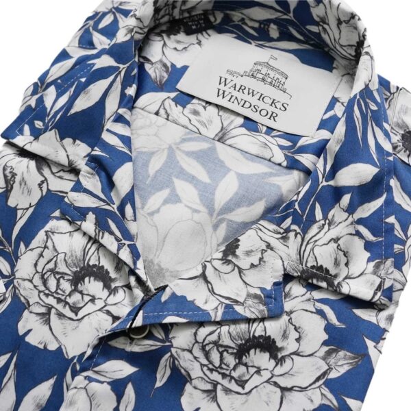 Warwicks Tarroja Floral Regular Fit Blue Short Sleeve Shirt 1 1