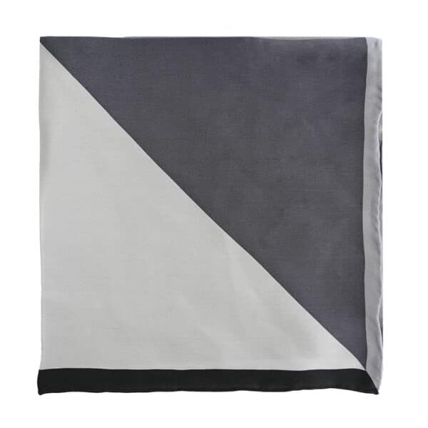 Warwicks silk grey and black pocket square2
