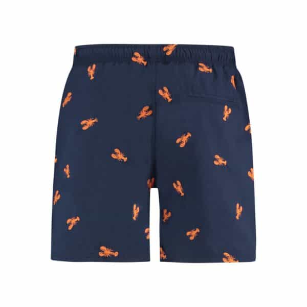 A Fish Named Fred Lobster Embroidery Navy Swim Shorts 2