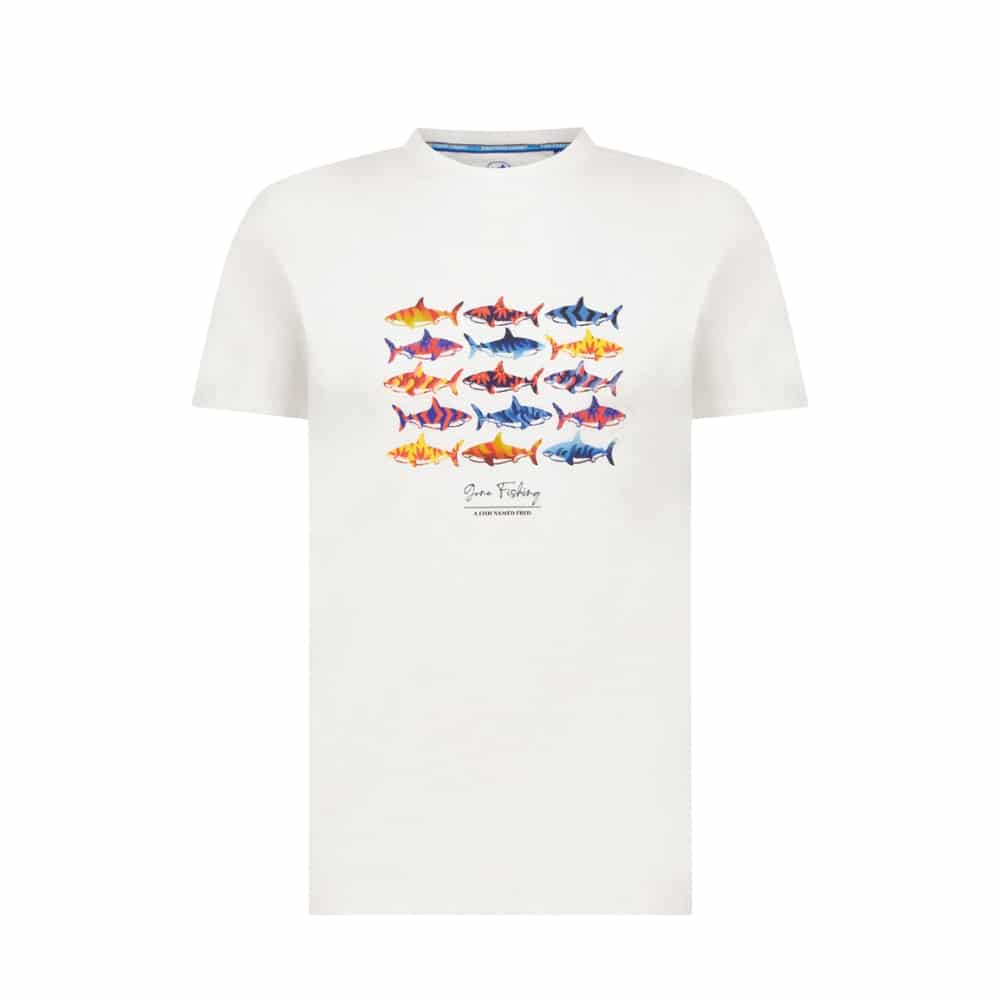 A Fish Named Fred Sharks Print White T Shirt