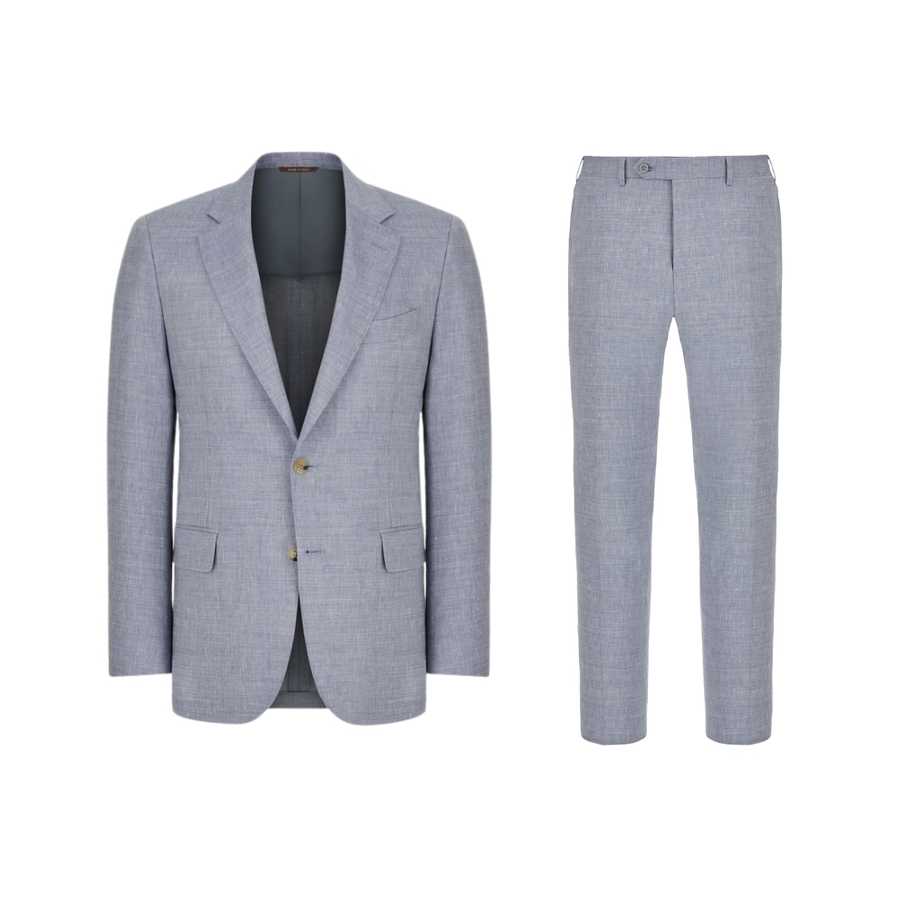Canali Linen Wool Natural Comfort Contemporary Fit Light Blue Suit