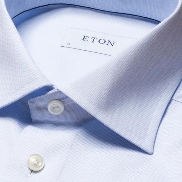 ETON Light Blue Signature Twill Shirt – Semi Solid collar
