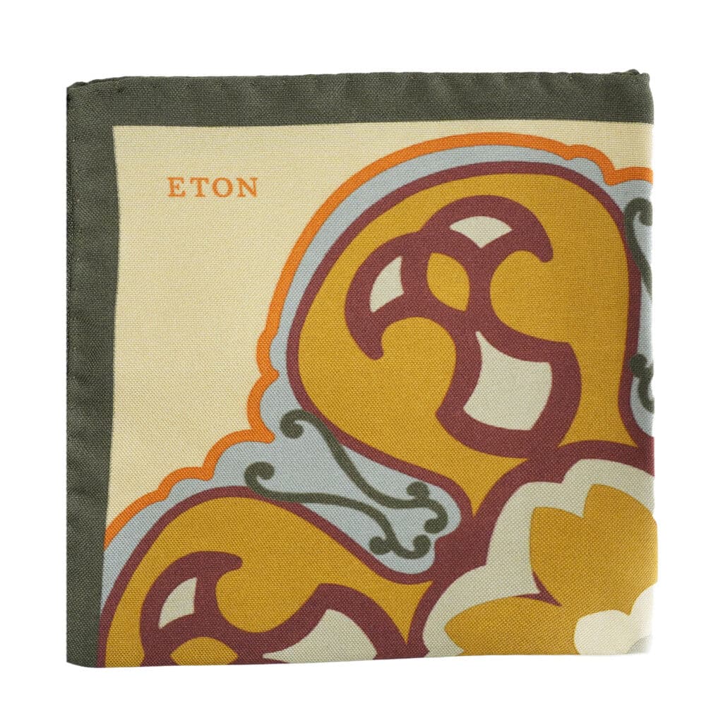Eton olive green pocket square