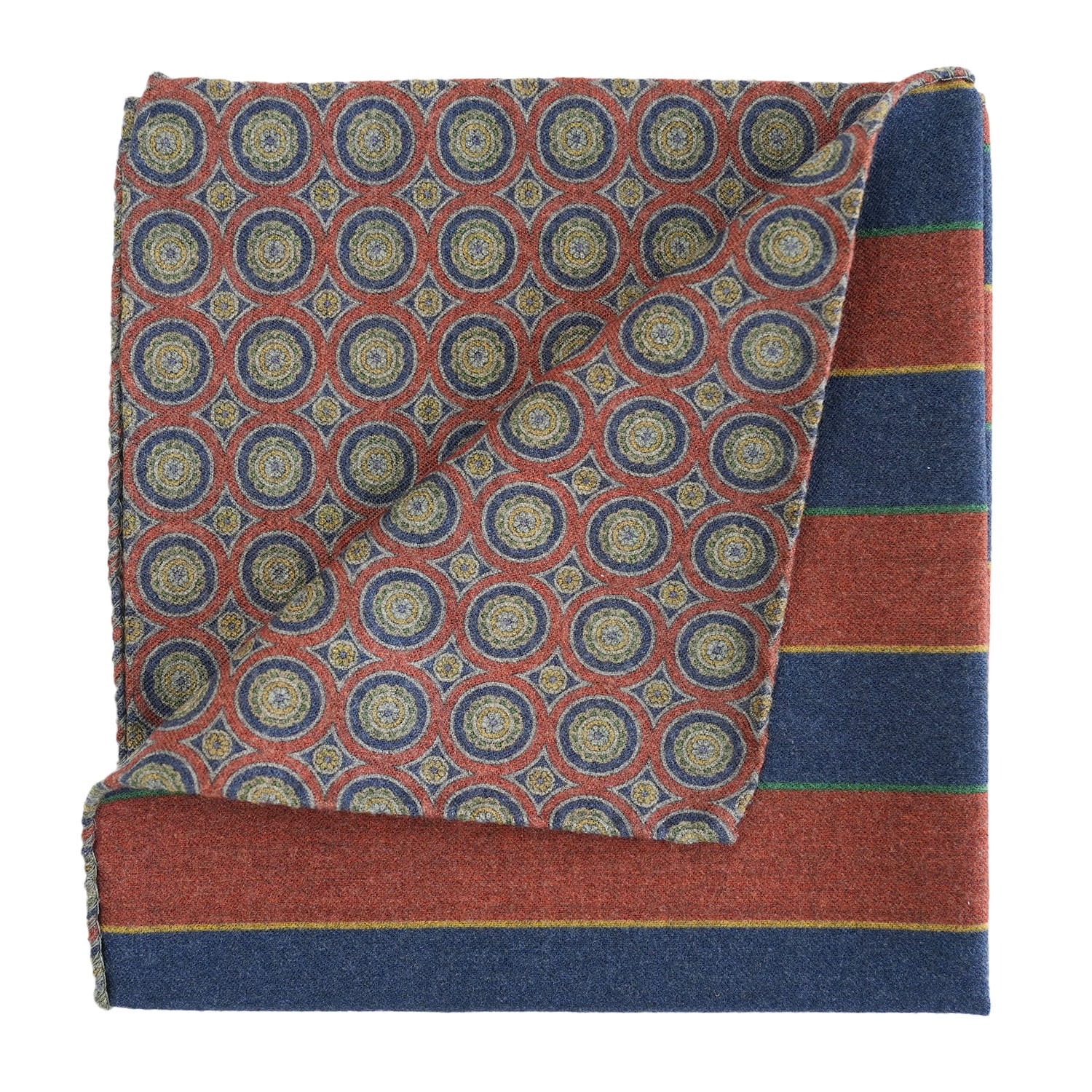 Eton striped blue and red pocket square doublesided