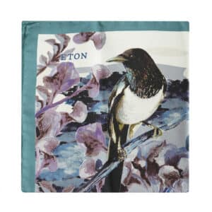 Eton white pocket square with bird art