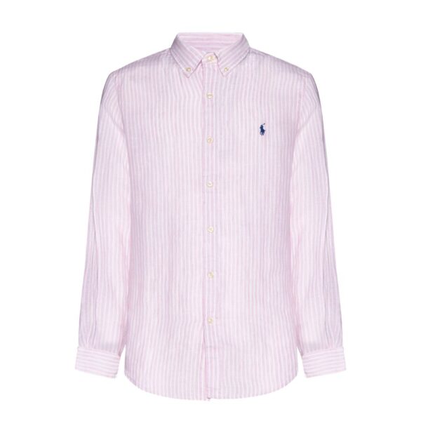 Polo Ralph Lauren Long Sleeve Pink And White Stripe Button Down Shirt Menswearonline