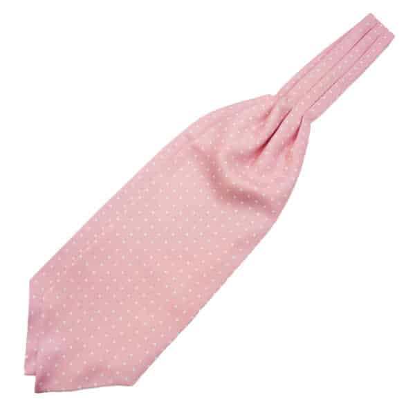 Warwicks Pink Cravat with White Polka Dot Pattern