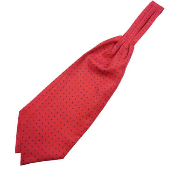Warwicks Red Cravat with Black Polka Dot Pattern