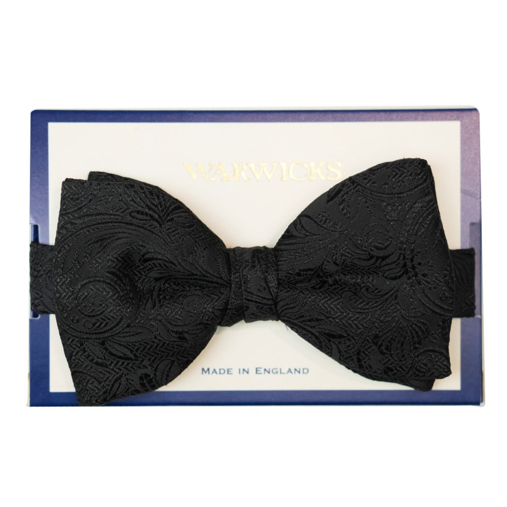 Warwicks black bow tie with paisley pattern