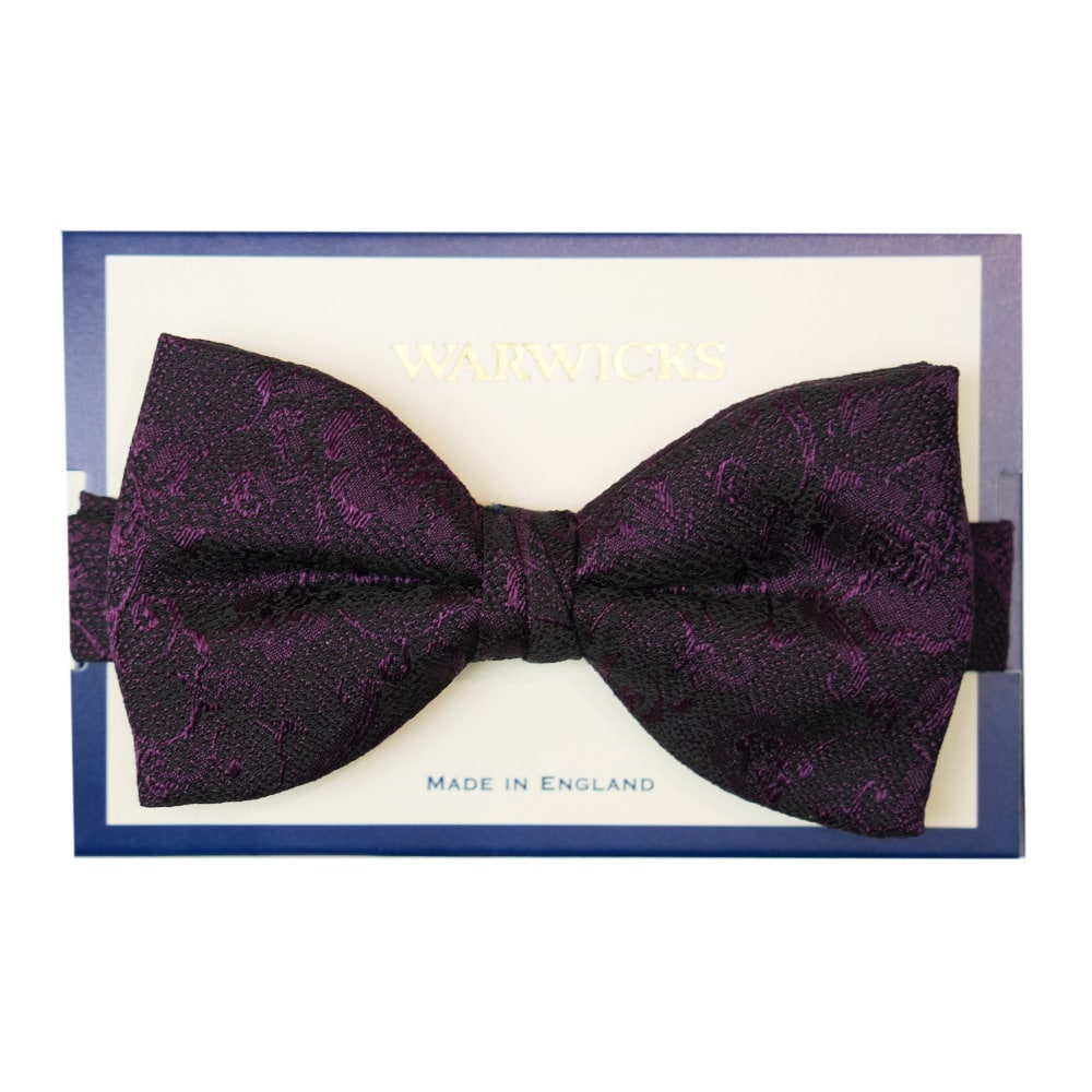 Warwicks purple bow tie with floral pattern