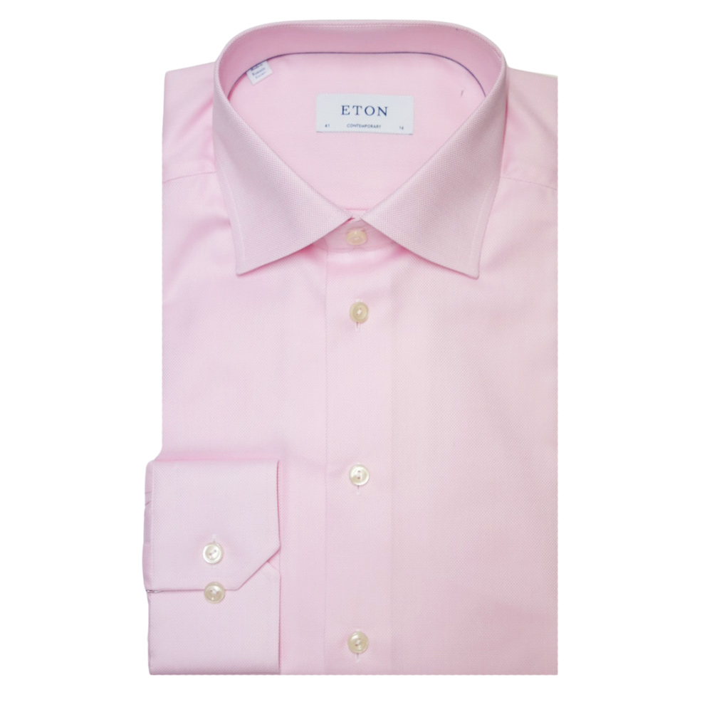 Eton Contemporary Fit Textured Twill Pink Shirt 1