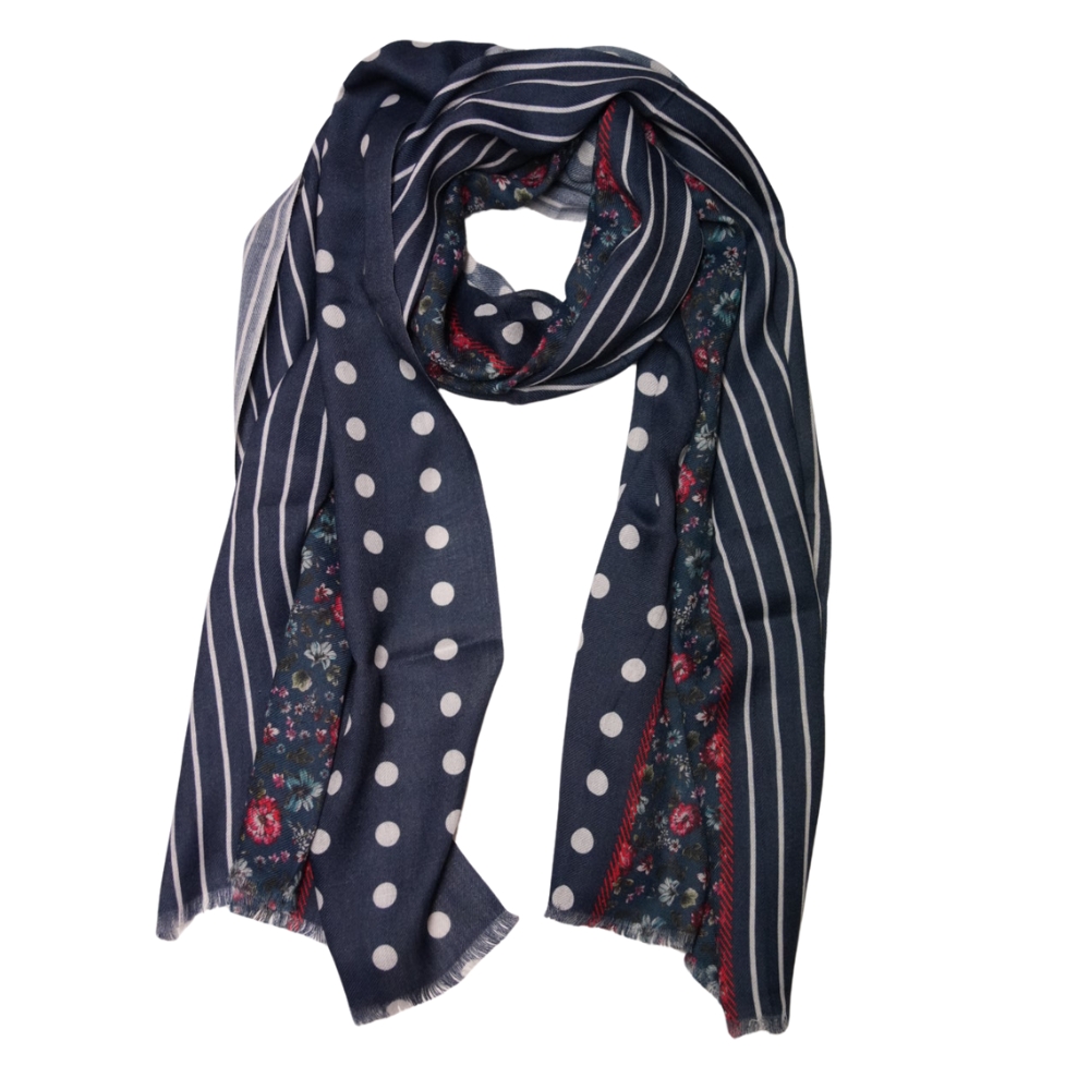Giordano multi pattern navy scarf