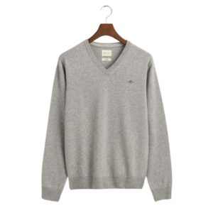 GANT Superfine Lambswool Grey V-Neck
