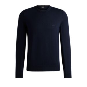 BOSS Navy Logo Embroidered Jumper