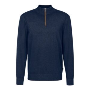 BUGATTI Navy Cotton and Cashmere Half Zip