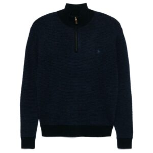 POLO RALPH LAUREN Merino wool Navy Textured Half-Zip Pullover