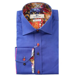 Claudio Lugli Blue Shirt with Psychedelic Trim