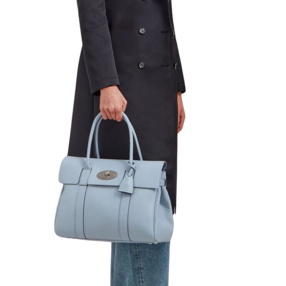 Mulberry Bayswater Poplin Blue Small Classic Grain 1