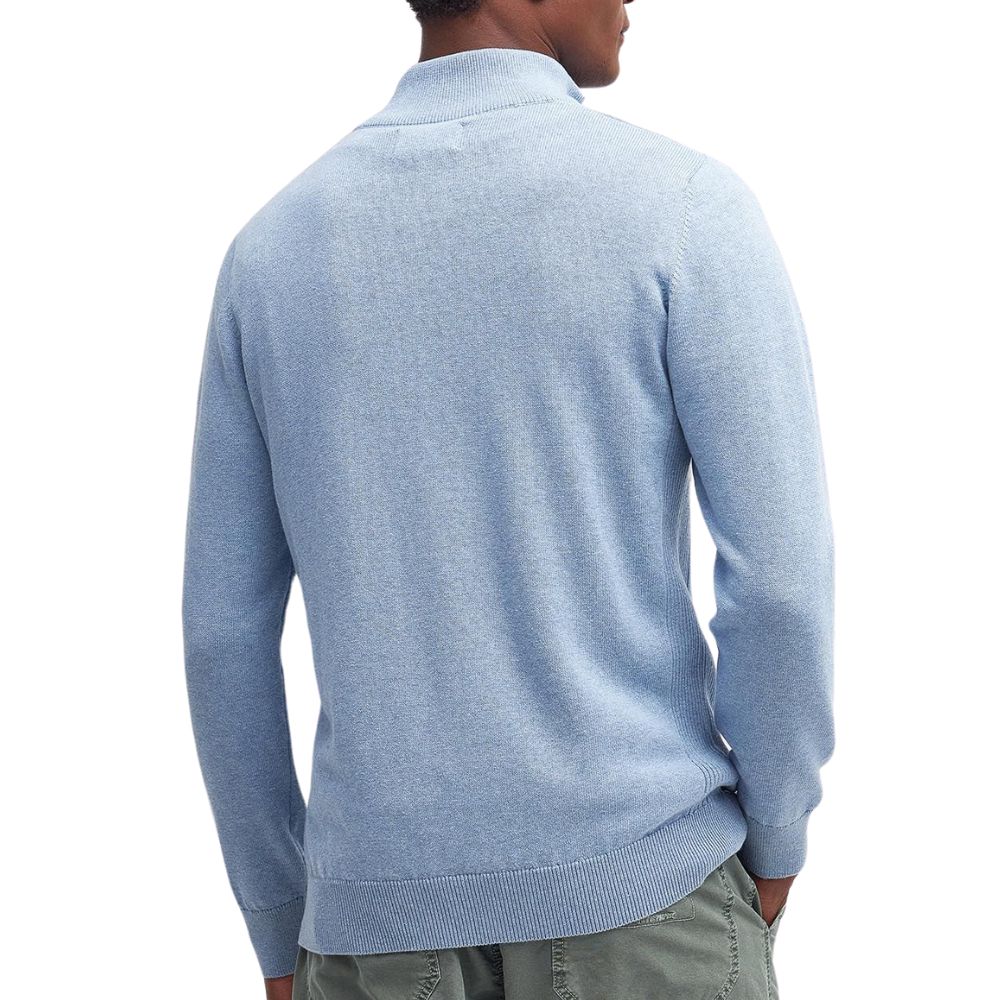 BARBOUR Cotton Light Blue Half Zip Jumper 3 BARBOUR Cotton Light Blue Half Zip Jumper - Image 3