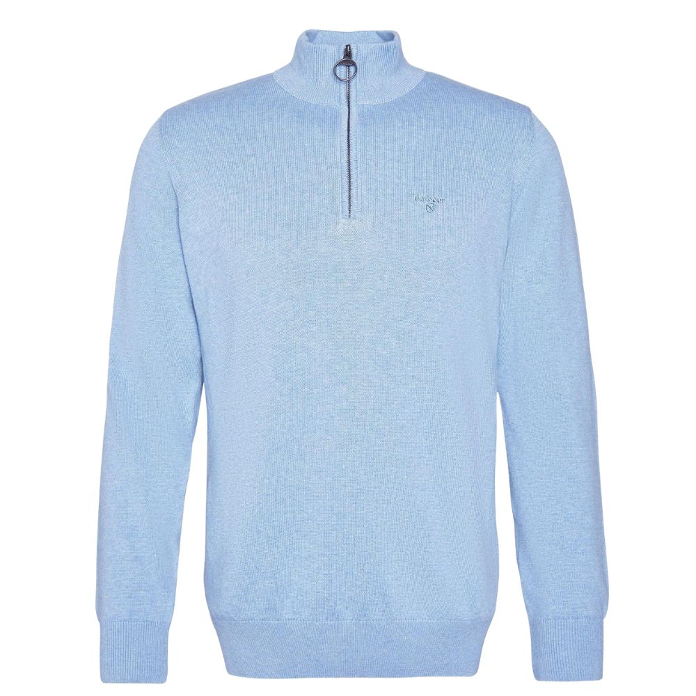 BARBOUR Cotton Light Blue Half Zip Jumper 1 BARBOUR Cotton Light Blue Half Zip Jumper