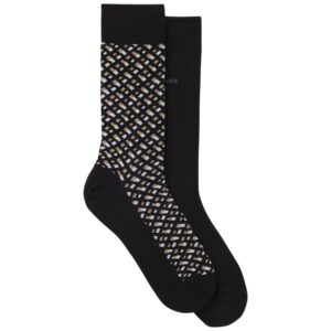 BOSS Two Pack Of Regular Length Cotton Blend Black Socks