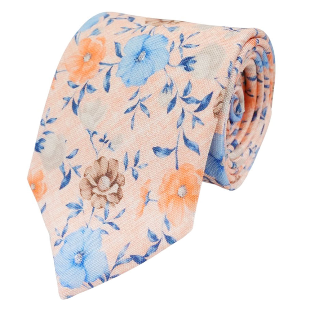 AMANDA CHRISTENSEN Classic Printed Flower Peach Tie