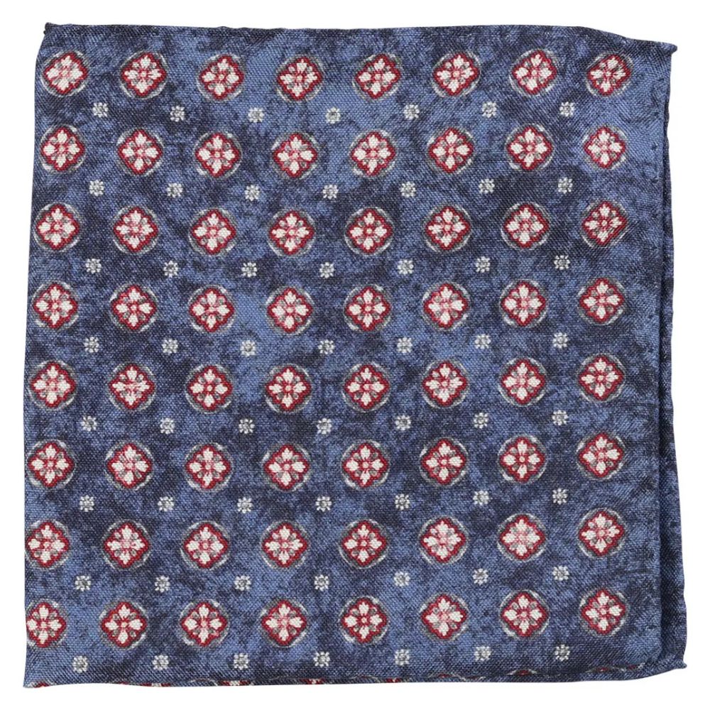 Amanda Christensen Blue Geometric Design Pocket Square
