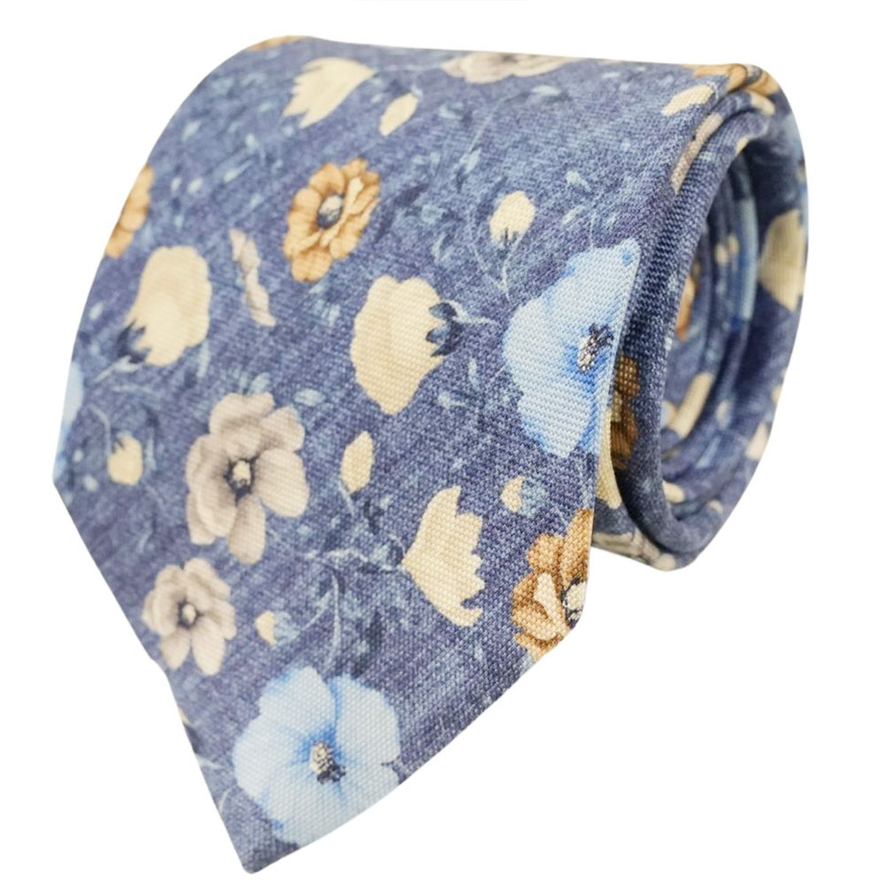 Amanda Christensen Blue Tie with Flower Pattern 2