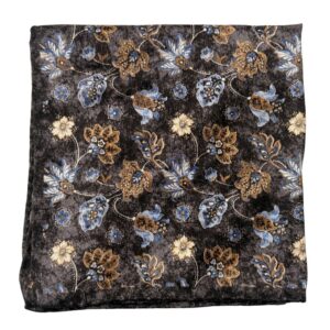 Amanda Christensen Dark Grey Flower Patterned Pocket Square