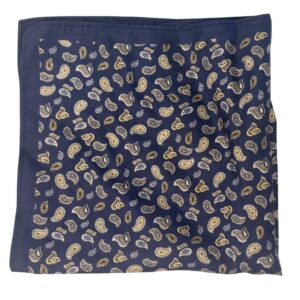 Amanda Christensen Navy Pocket Square with Small Paisley Pattern