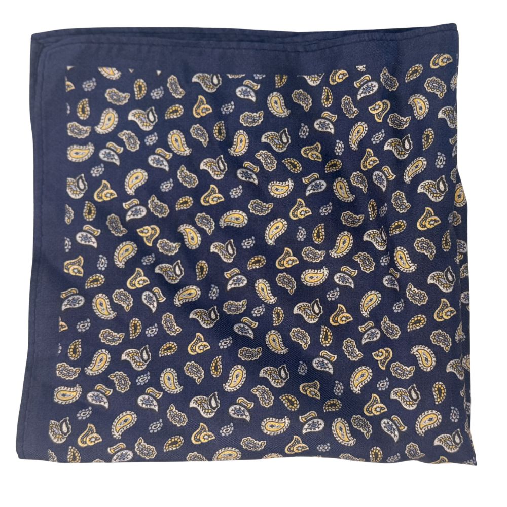 Amanda Christensen Navy Pocket Square with Small Paisley Pattern 2