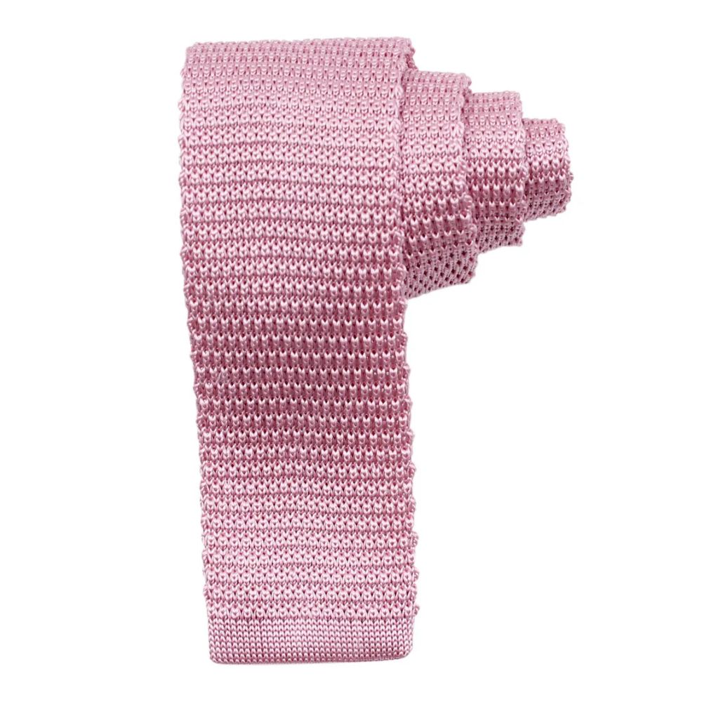 Amanda Christensen Pure Silk Pink Knit Square Tie 1