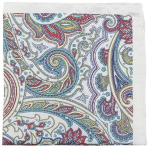 Amanda Christensen White Paisley Multi Colour Patterned Pocket Square