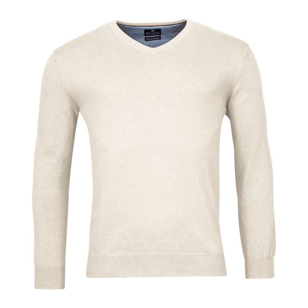 Baileys Cotton Stretch White V Neck Jumper 1