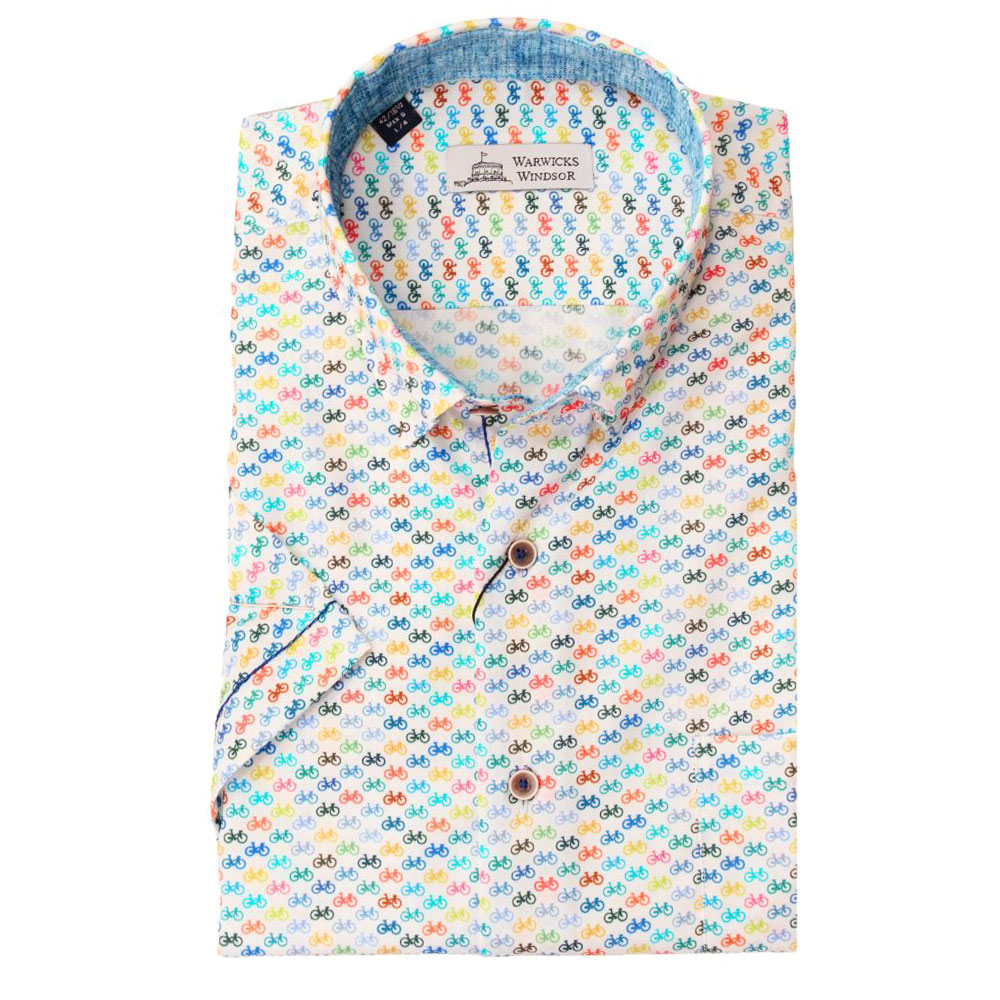 Warwicks short sleeve shirt with bicycle pattern