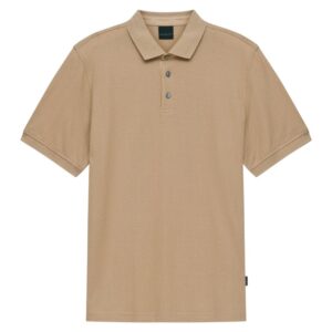 Bugatti Tan Cotton Waffle Design Polo Shirt