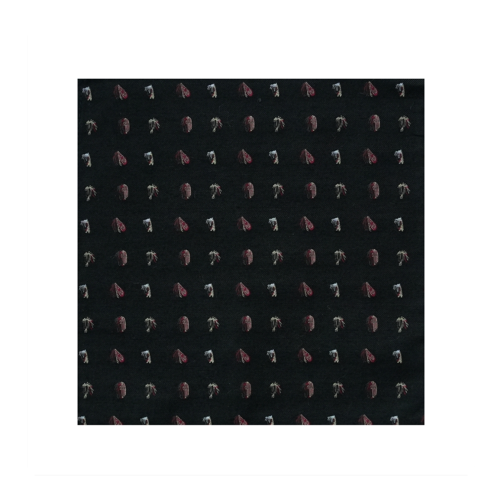 WARWICKS Silk Wool Black Woven Shellfish Pocket Square