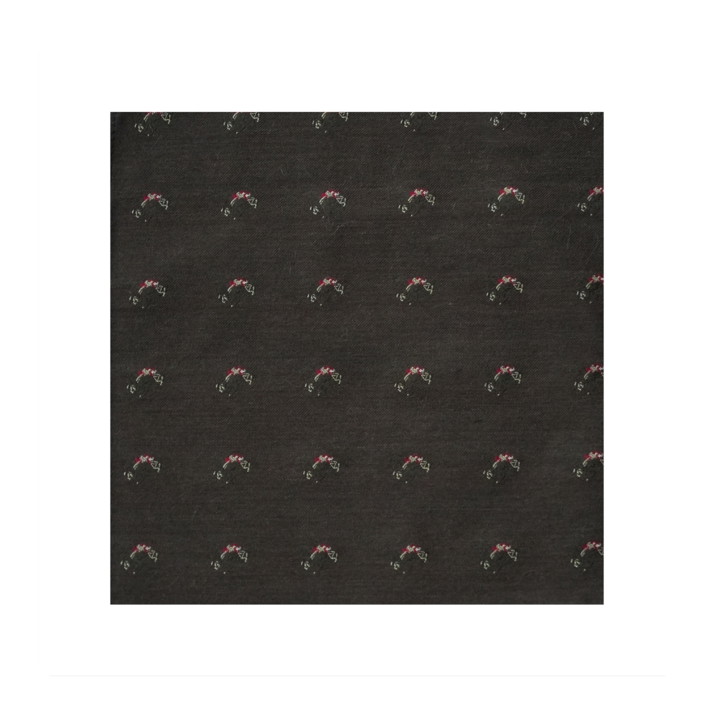 WARWICKS Silk Wool Brown Woven Race Horses Pocket Square