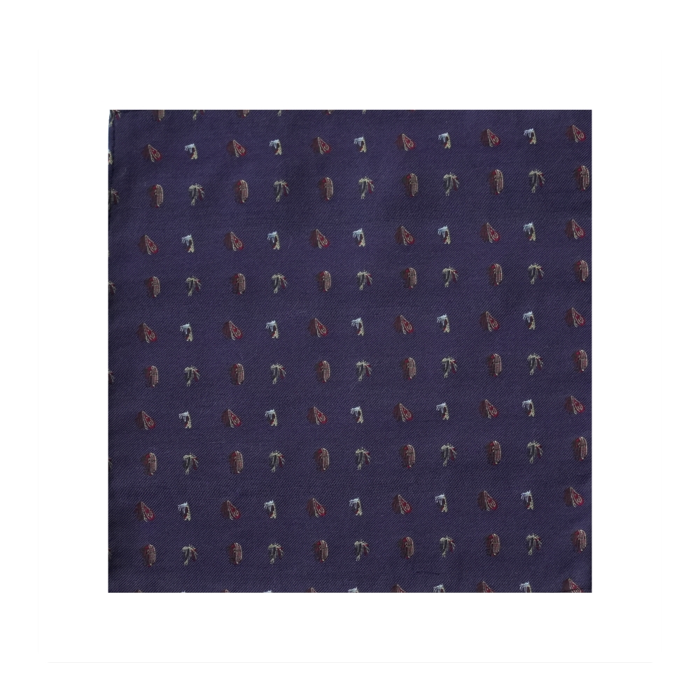 WARWICKS Silk Wool Purple Woven Shellfish Pocket Square