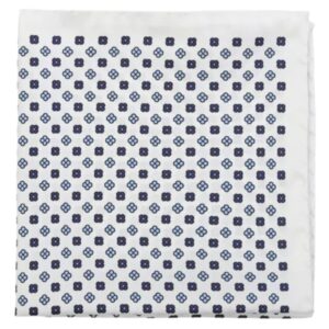 Amanda Christensen Geometric Floral Patterned Silver Pocket Square