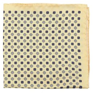 Amanda Christensen Geometric Floral Patterned Yellow Pocket Square