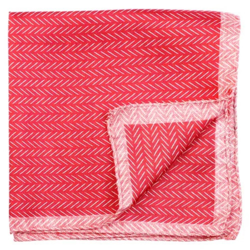 Amanda Christensen Herringbone Pattern Red Pocket Square 1
